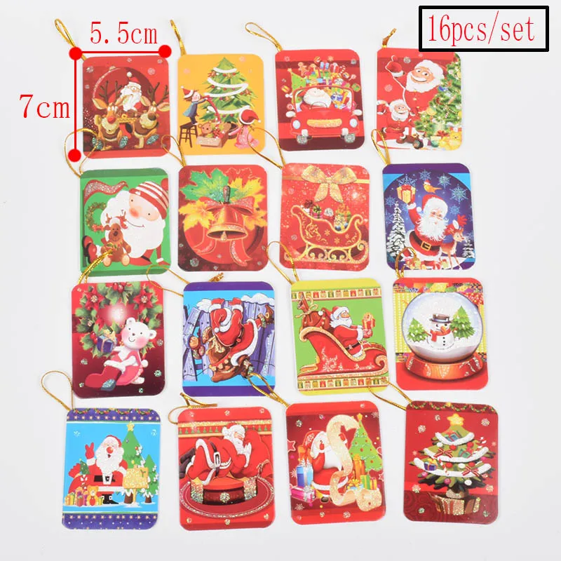 16 шт./компл. Рождественская поздравительная открытка красивые XMS дерево орнамент