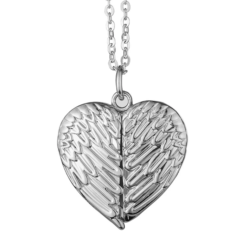 

Heart Sublimation Blanks Angel Wing Love Heart Necklaces Custom Lockable Photo Blank MDF Printable Pendant for Women HX6F