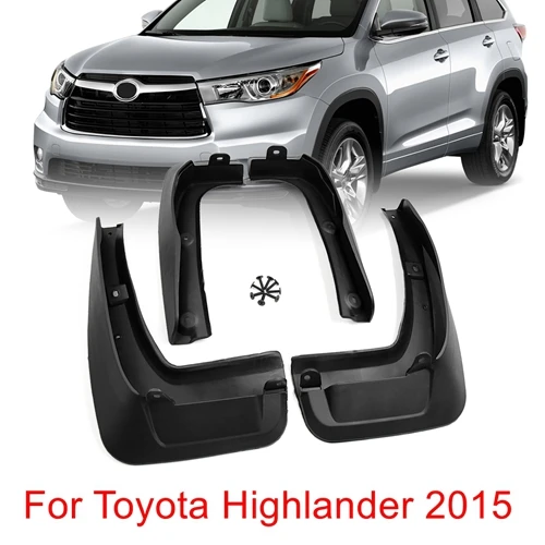 Highlander 2015 X AUTOHAUX, 4 шт., черные пластиковые Брызговики для автомобиля, переднее заднее крыло, брызговики, набор для Toyota Highlander 2009 2012 - Цвет: Highlander 2015