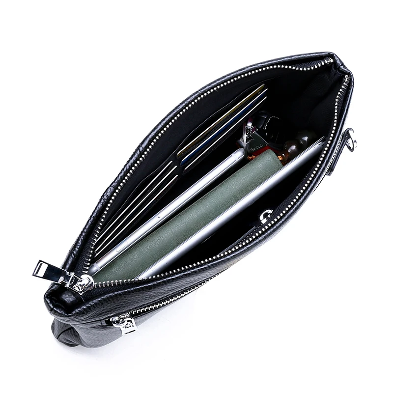 FEIDIKABOLO Men Walet 100% Genuine Leather Purse Clutch Bags Black High Quality Long Male Purses Cow Leather Male bags Handy Bag