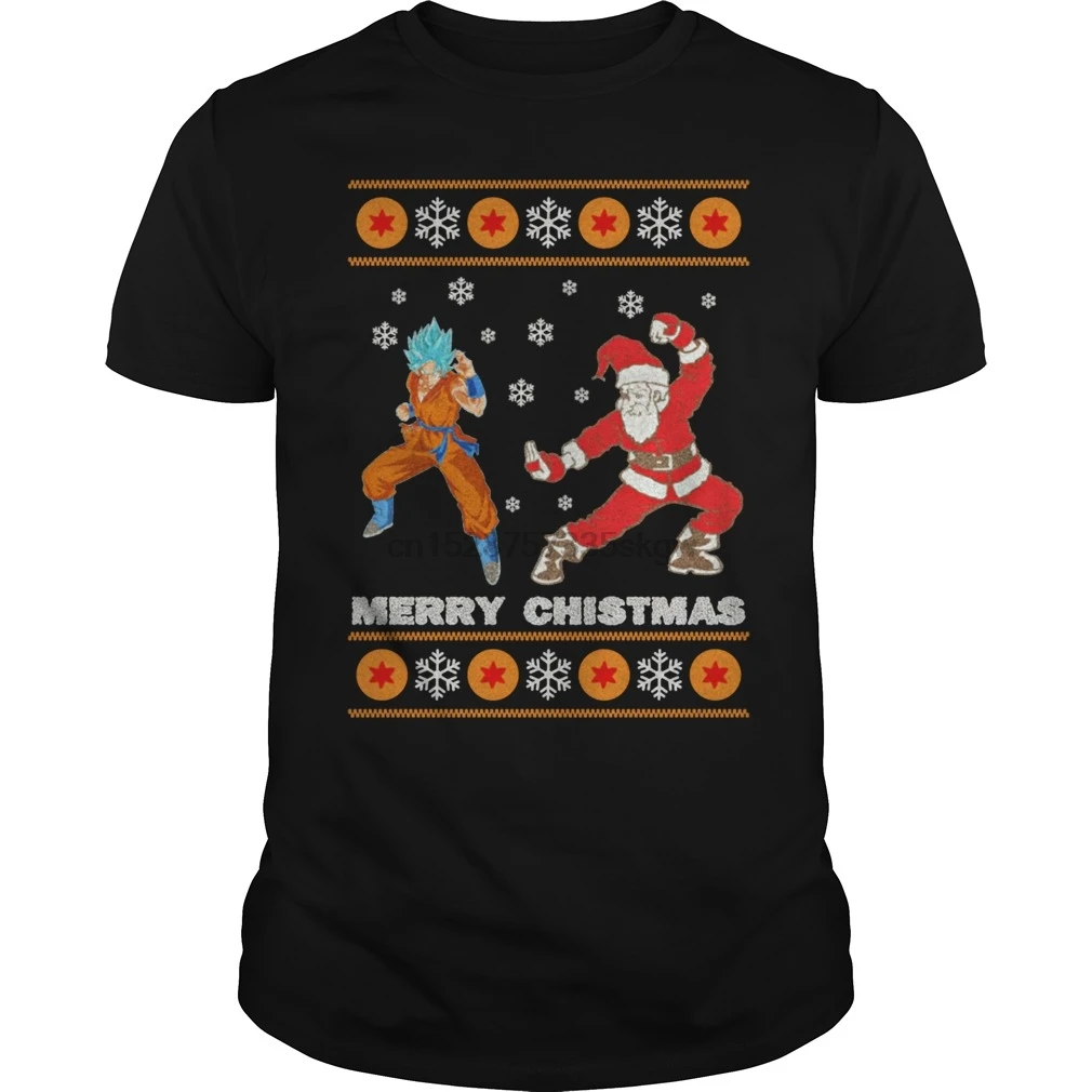 Men tshirt Goku Christmas Ugly Sweater T-Shirt cool Printed tees top | Мужская одежда