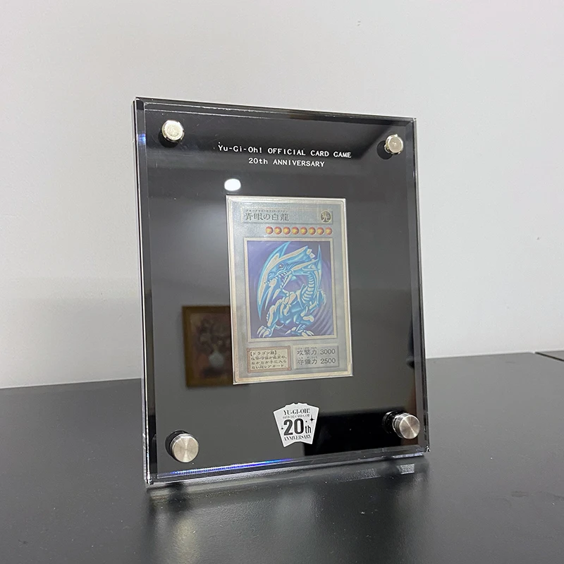 Юбилейная открытка Yugioh кирпич голубые глаза белый дракон золотой держатель для