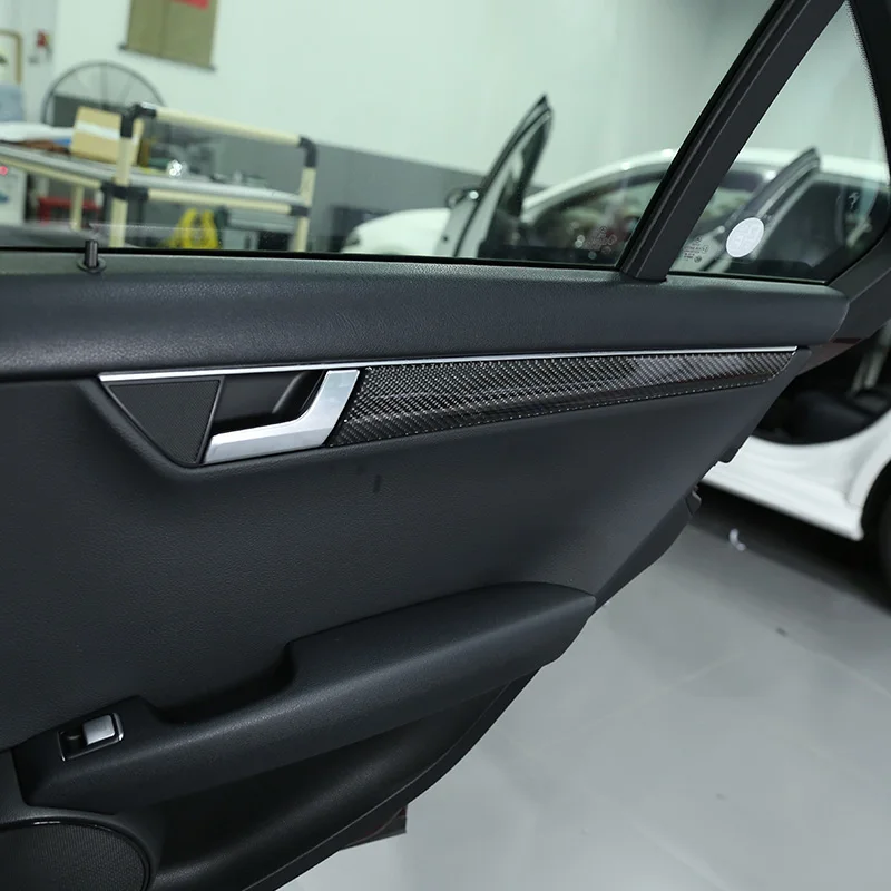 4 шт. мягкое углеродное волокно для Mercedes Benz C Class W204 2008- внутренняя отделка дверей панель Крышка отделка наклейки автомобильный аксессуар