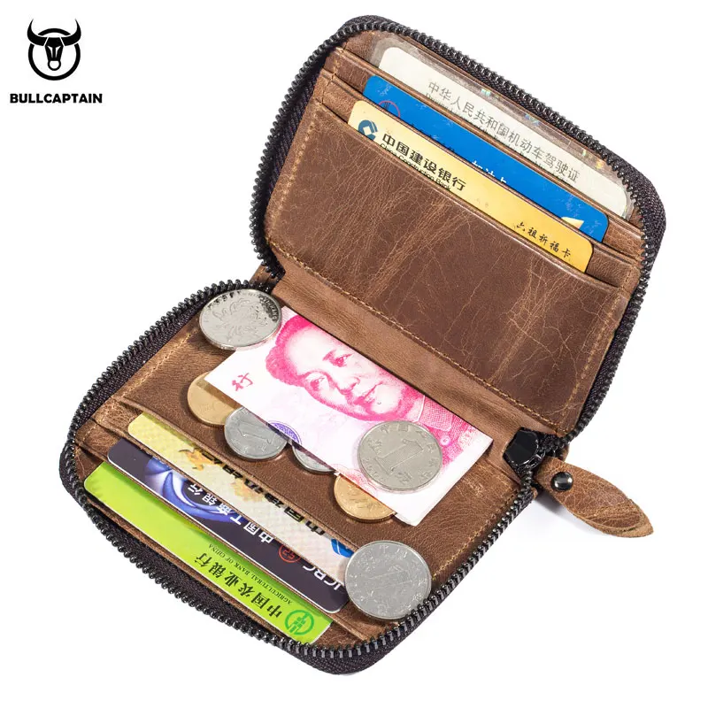 BULLCAPTAIN кожаный бизнес держатель для карт кредитная карта на молнии хранения