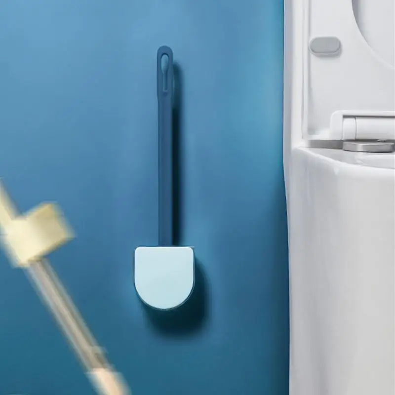 

Silicone Toilet Brush Flat Head Flexible Soft Bristles Brush Wall Mounted Toilet Brush Cleaning Tools Home Bathroom Accessories