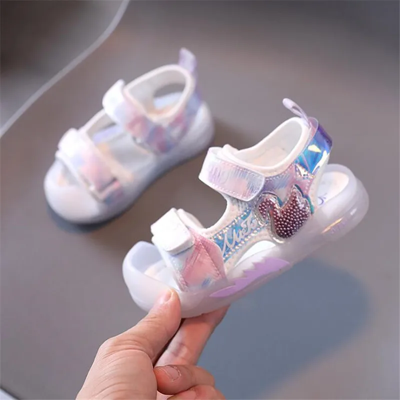 Sandalias de suela suave para ni&ntilde;a, zapatos informales deportivos antideslizantes para ni&ntilde;o, zapatillas de princesa multicolor para beb&eacute; al aire libre, Verano-1
