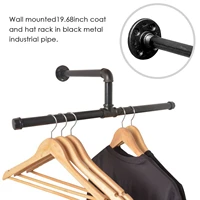 industrial pipe clothing rack wall mounted commercial residential wardrobe clothes display vintage black metal garment bracket
