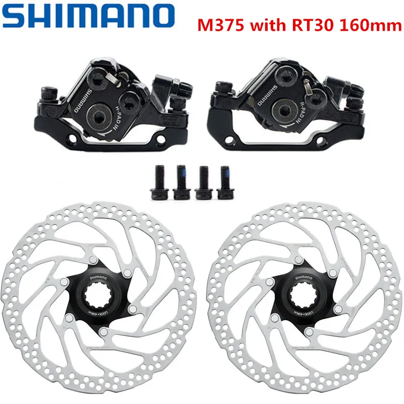 Shimano BR-M375 механические дисковые тормозные суппорты для Acera Alivio Deore с резиновыми накладками M375 суппорт w/n G3 HS1 ротор - Цвет: Pair with RT30 160mm