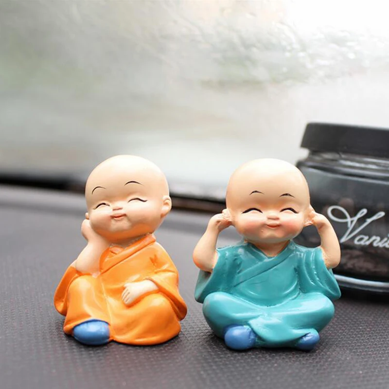 4Pcs Car Ornament Four Small Cute Monk Interior Display Decoration Auto Accessories Home Decorative Doll | Автомобили и мотоциклы