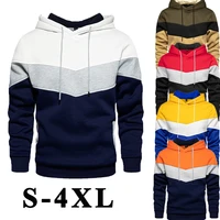 2021 mens patchwork hooded sweatshirt autumn winter warm hoodies fashion casual streetwear male tracksuit plus size