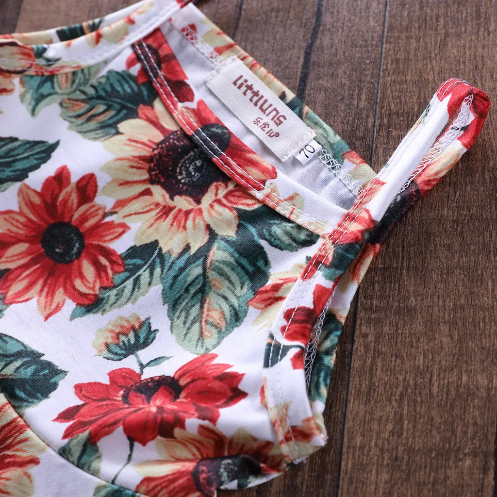 Комплект одежды для маленьких девочек из 3 предметов майка с подсолнухами и