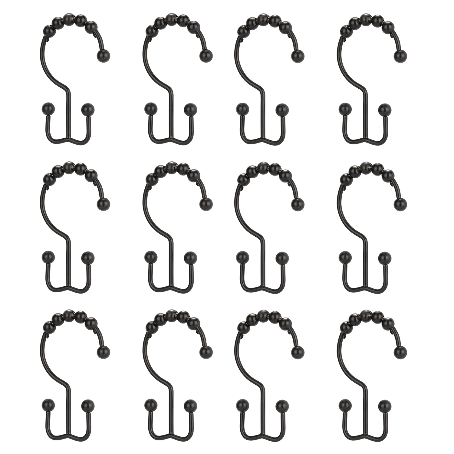

Double Shower Curtain Hook 12pcs Stainless Steel Shower Curtain Double Hook Anti-rust Curtain Hooks Rings Hanger