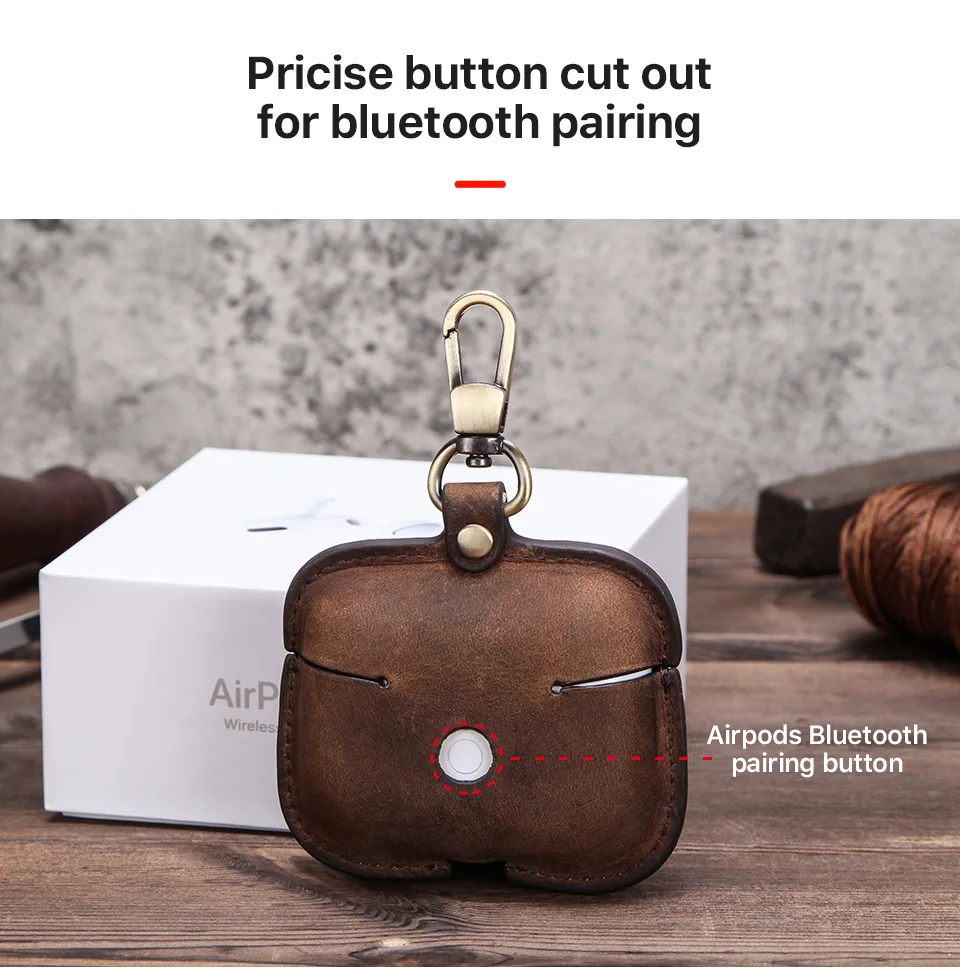 Роскошный чехол из натуральной коровьей кожи airpods Pro apple fundas auriculares inalambricos airpod 3 чехол с брелком для ключей
