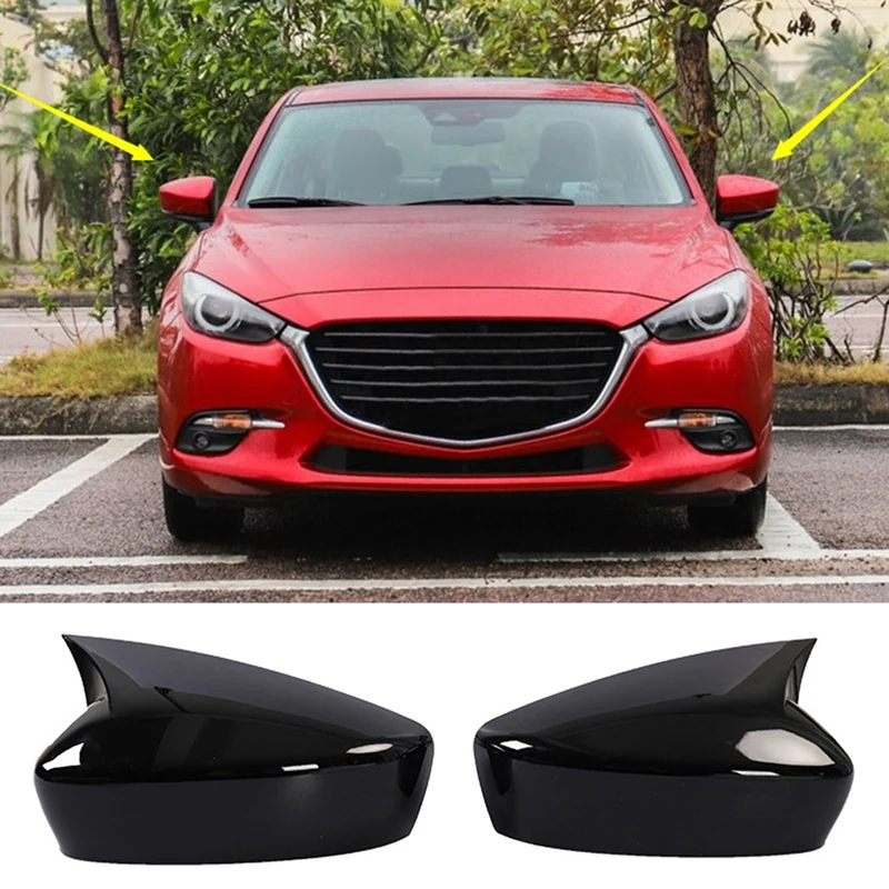 

Car ABS Black External Side Door Rear View Mirror Cover Mirror Cap for Mazda 3 Axela 2017-2018