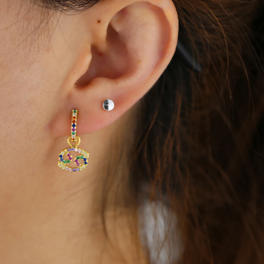 Серьги-кольца женские 12 созвездий с фианитами | Украшения и аксессуары