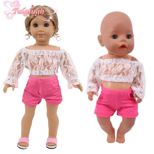 

New Blue Shoulder T-shirt Pants Suit Fit 43cm Baby Doll 17 Inch Reborn Baby Doll Clothes Accessories,Gift Girl's ToysBebe