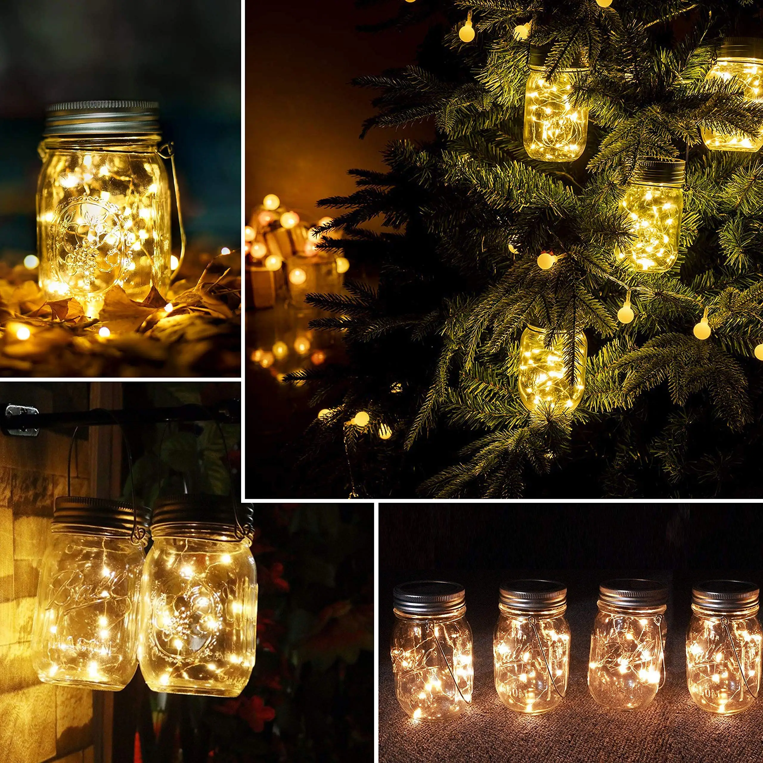 

20 LEDs Fairy Light Strings with Mason Jar Bottle Lid Insert Color Changing Garden Decor Christmas Lights Outdoor Wedding Decor