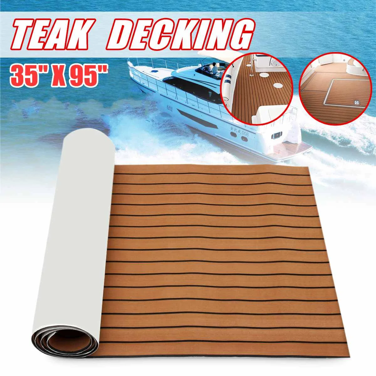 

Self-Adhesive 2400x900x5.5mm Marine Boat Synthetic Flooring EVA Foam Yacht Teak Decking Sheet Boat Accessories Dark Brown