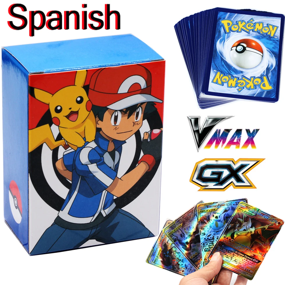 

Новые голографические игральные карты Pokemon в испанском стиле GX VMAX V Trainer Energy, игра Castellano Espaol, детская игрушка