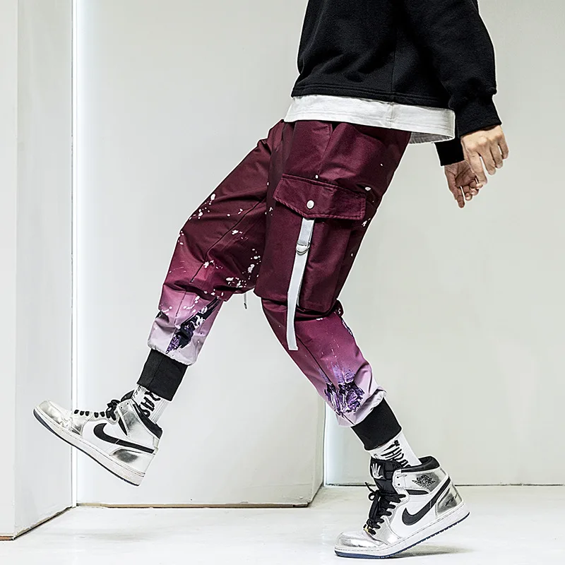 

Original Design Men Street Cargo Pants Fashion Hip Hop Streetwear Harem Pants Trouser Elastic Waist Casual Splice Joggers Pants