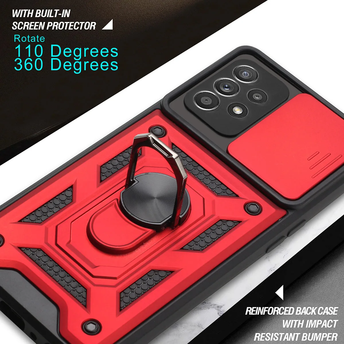 phone case for oppo reno 4 5 5z lite realme 8 pro a15 a15s a94 a53 a32 a72 a73 a74 a93 a54 4g 5g ring bracket push window cover free global shipping