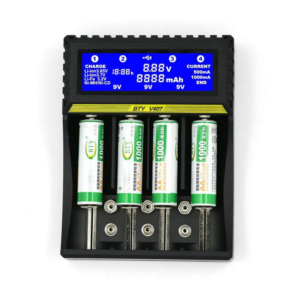Зарядное устройство BEESCLOVER Li-Ion Li-fe Ni-MH Ni-CD быстрая смарт-зарядка для 18650 26650 6F22 9V AA AAA 16340 14500 батарея r60