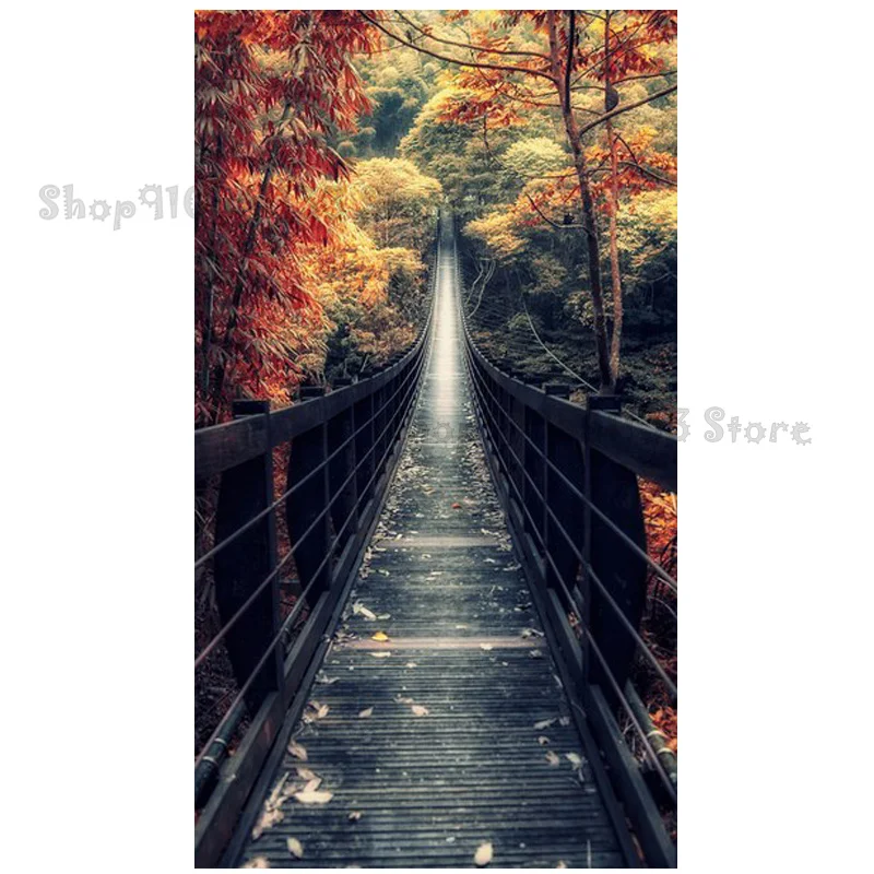 

Алмазная живопись 5d "сделай сам", природный пейзаж, Лесной мост, павшие листья, квадратная/круглая Алмазная вышивка, новинка 2020, GG4467