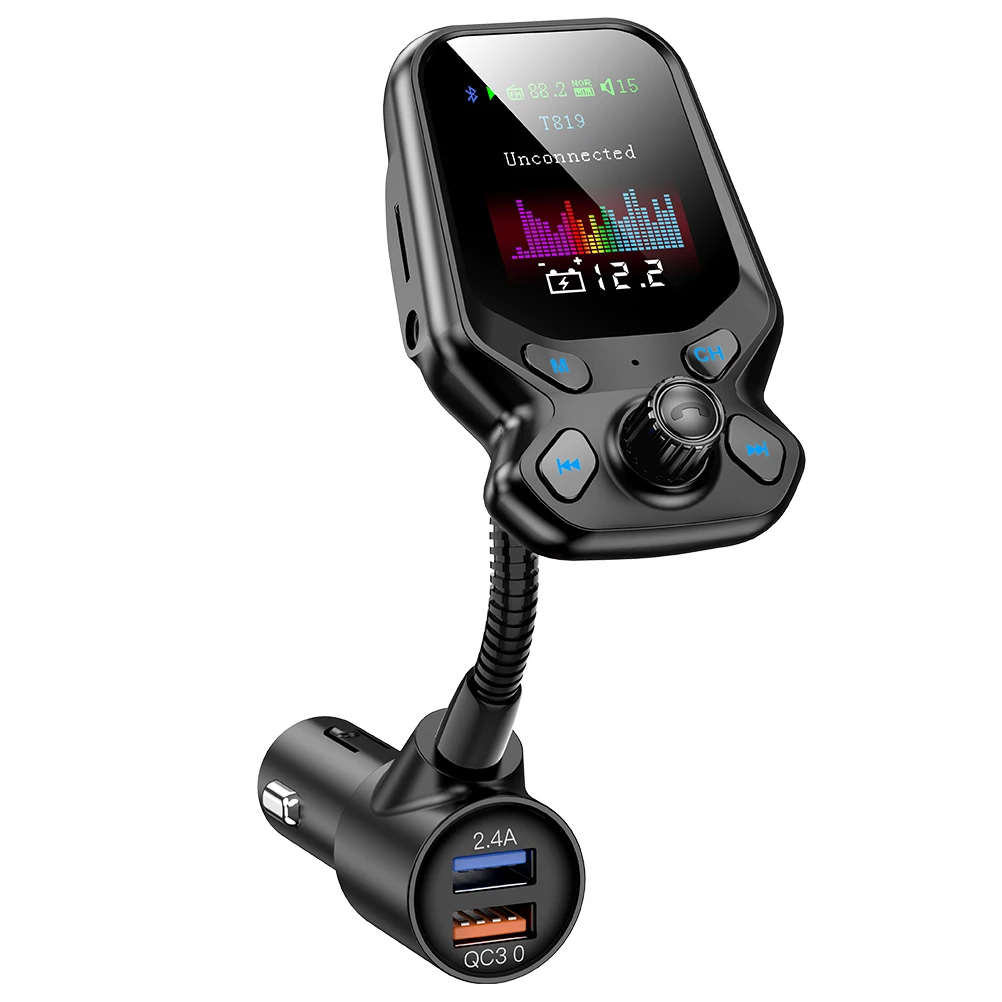 Автомобильный fm передатчик модулятор Bluetooth 5 0 аудио mp3 плеер QC3.0 двойной