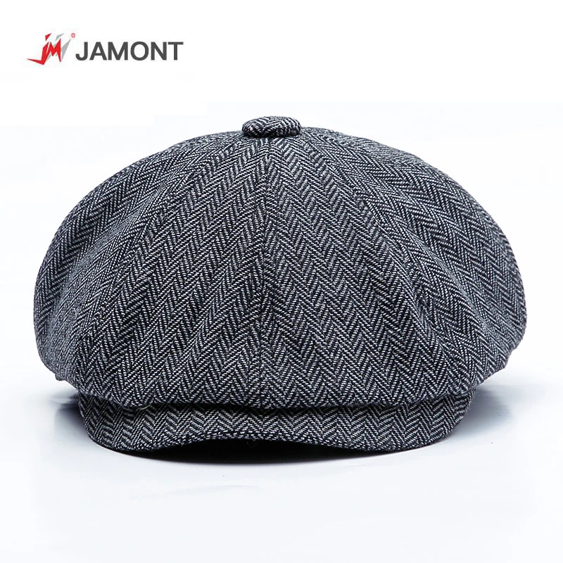 Осенний Винтажный Мужской берет в елочку восьмиугольный Повседневный с