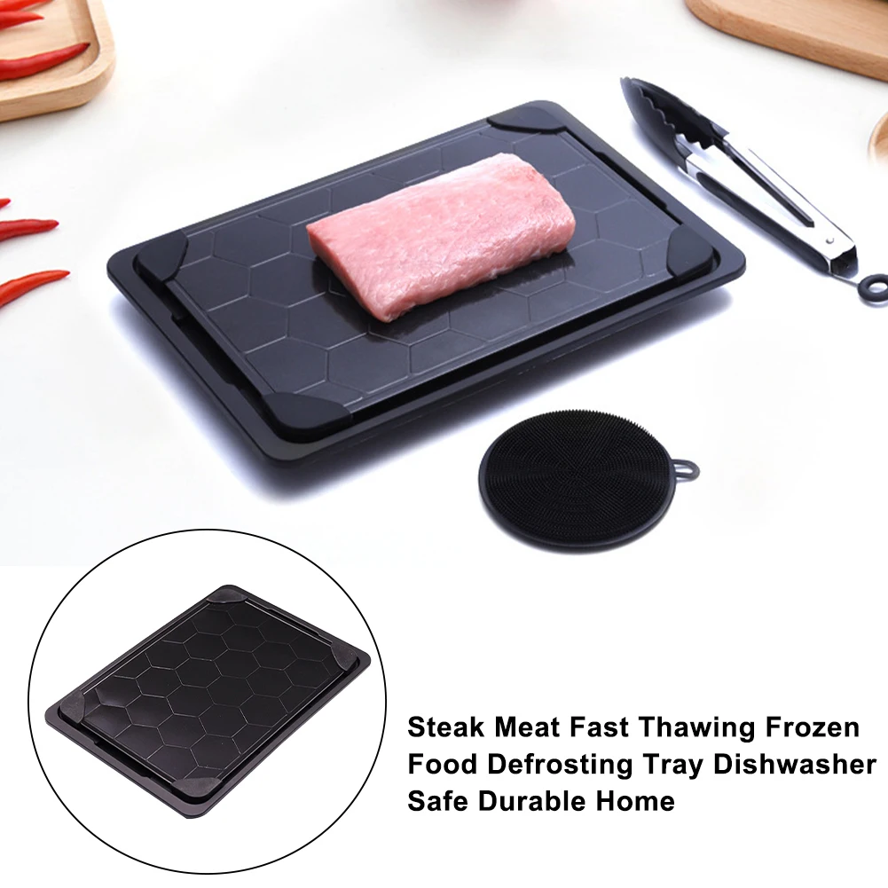 

Frozen Food Steak Meat Defrosting Tray Anti Slip Practical Home Tabletop Kitchen Tool Plate Aviation Aluminum Fast Thawing