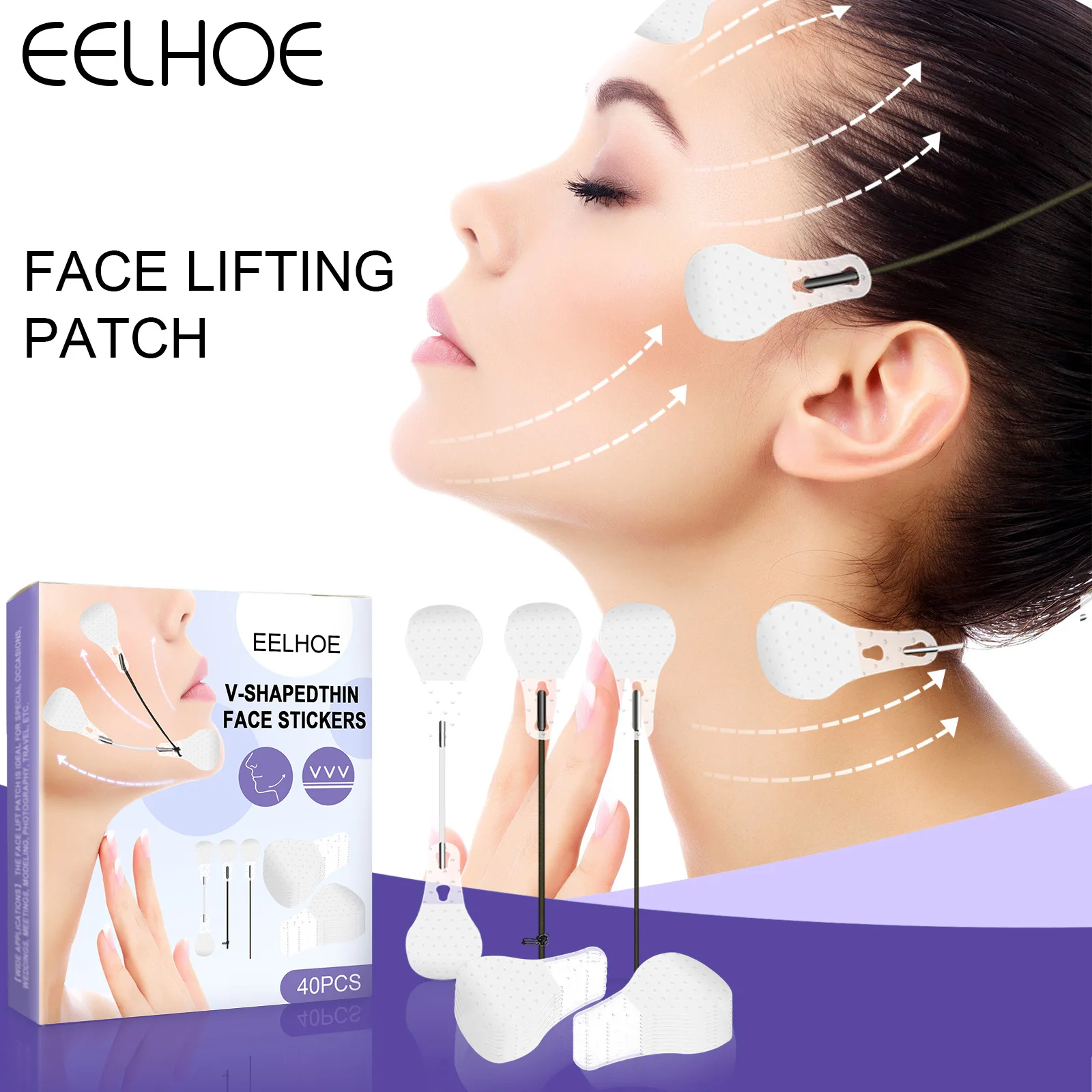 

40Pcs Invisible V Face Shape Thin Face Stickers Facial Line Wrinkle Sagging Skin Firm Fast Chin Adhesive Tape Face Lift Up Tools