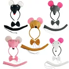 Хэллоуин белый серый розовый ободок для волос с украшением в виде мыши хвоста животного костюм косплей аксессуары для выступлений Детские вечерние аксессуары для дня рождения