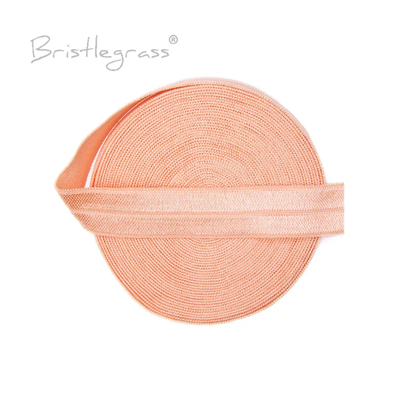 

BRISTLEGRASS 5 Yard 5/8" 15mm Petal Peach Solid FOE Fold Over Elastics Spandex Satin Kids Hairband Headband Lace Trim DIY Sewing