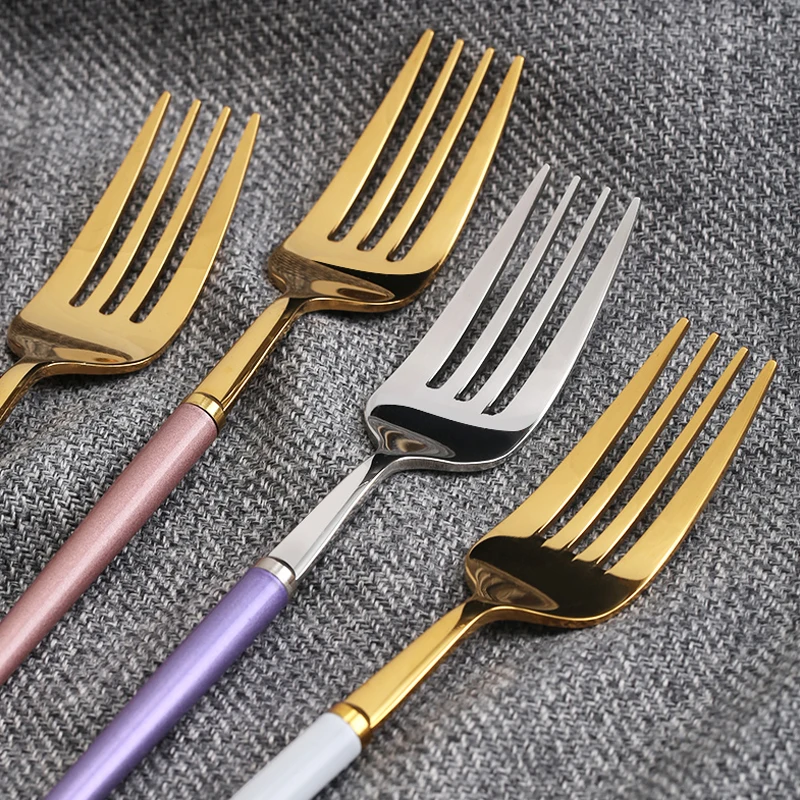 24 шт./компл. набор посуды 304 Нержавеющая сталь черного и золотого цвета столовых