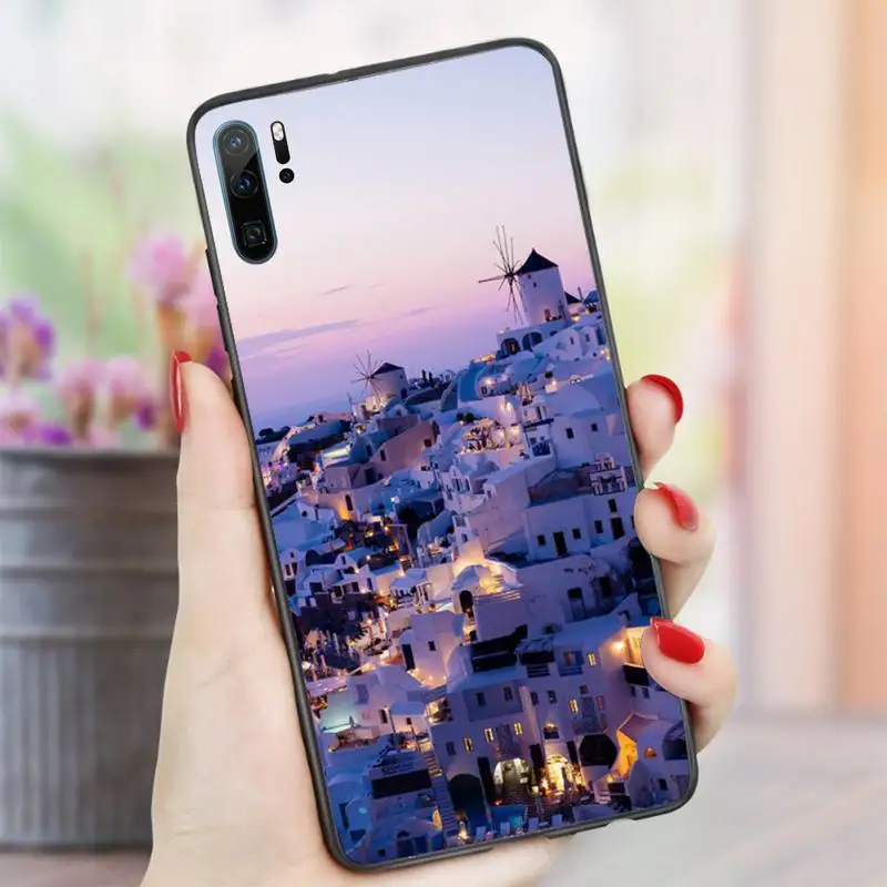 

Santorini Greece landscape pattern Phone Case For Huawei honor Mate P 10 20 30 40 i 9 8 pro x Lite smart 2019 nova 5t