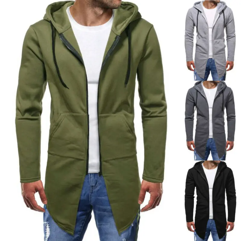 

Mens Long Sleeve Hoodies Coats Long Sleeve Hooded Jackets Cardigan Outwear Tops