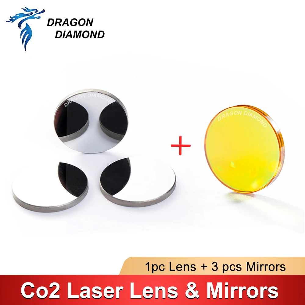 1PCS USA Focus Lens Dia 12-20mm FL 38.1-101.6mm + 3PCS Mo Mirror Dia 20mm Thickness 3mm For CO2 Laser Engraving Cutting Machine