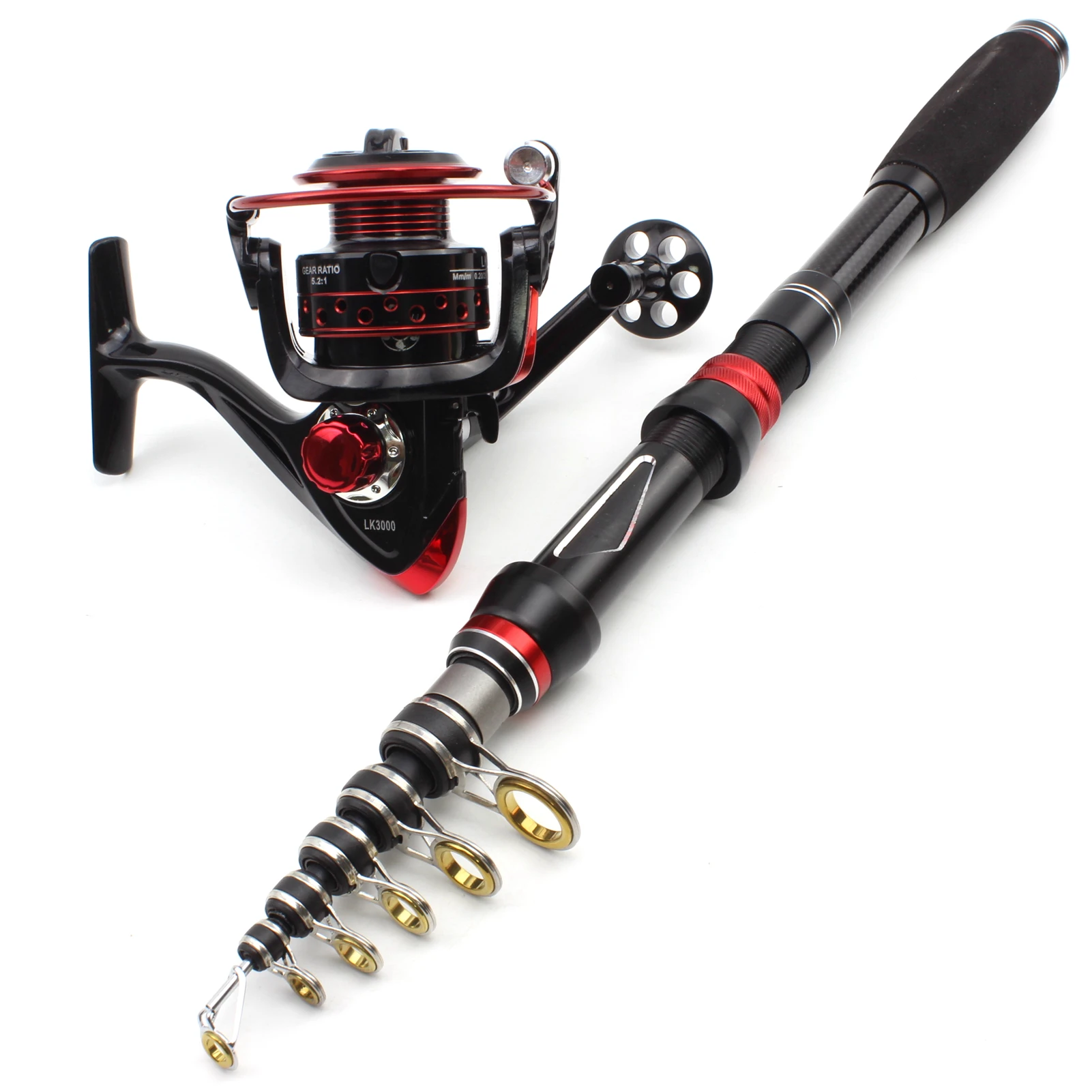 

2.1M Fishing rod with reel Carbon Telescopic Fishing Rod and reel set Portable Trout Rod Multifunction Travel pocket Rod pesca