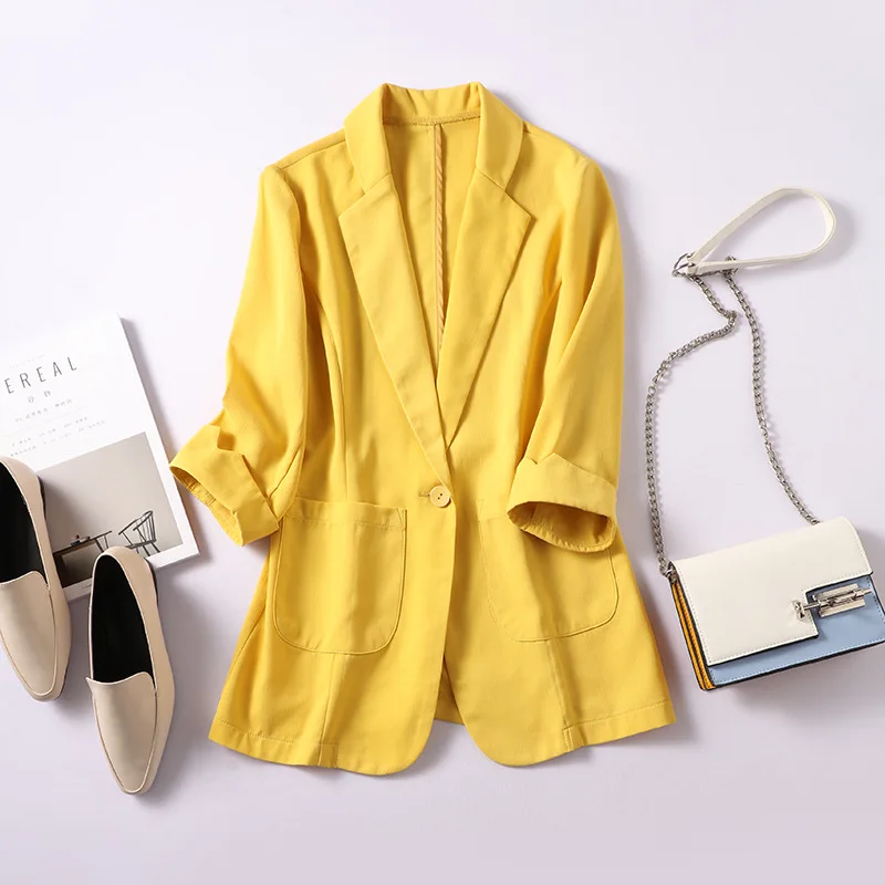 

Spring and autumn thin Korean version net red Blazer coat women 2021 new popular solid color large size versatile casual top