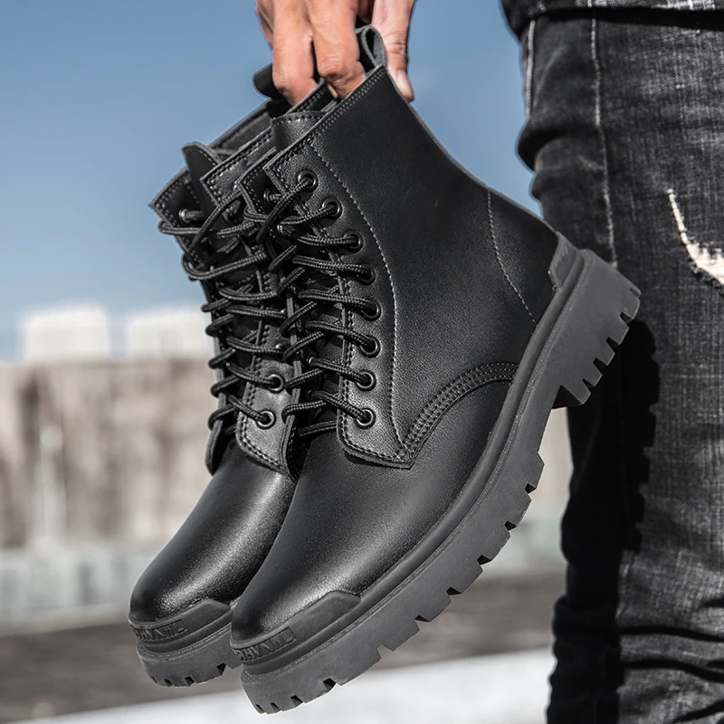 

2021 Winter Boots Men Fashion Casual Shoes Man Design Warm Plush Ankle Men's Boots Popular Lace-up Split Leather Botas Hombre