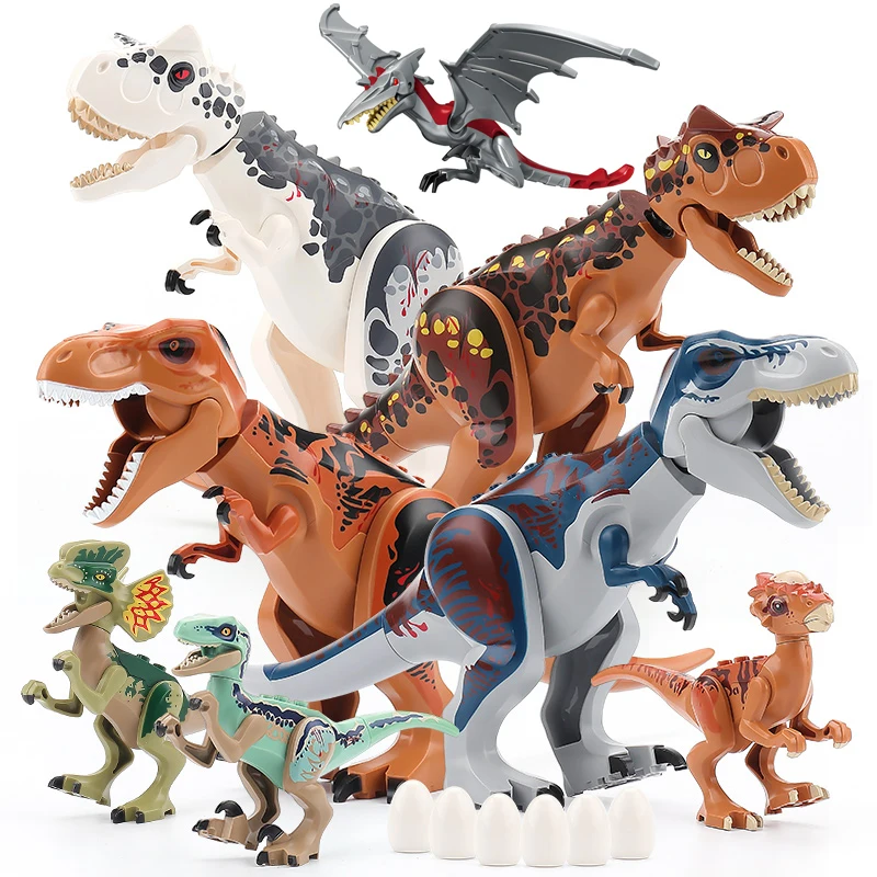Jurassic Dinosaur World Series Building Blocks Dino Park Velociraptor T-Rex Triceratops Indominus Rex Big Bricks Toys For Kids