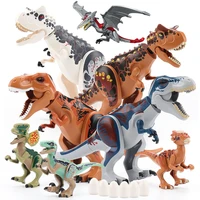 jurassic dinosaur world series building blocks dino park velociraptor t rex triceratops indominus rex big bricks toys for kids