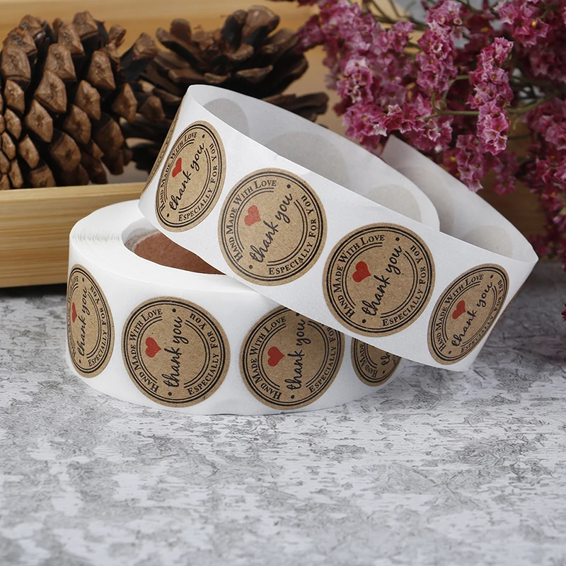 

500 шт. наклейки ручной работы с любовью Скрапбукинг ручная работа этикетка свадебные наклейки клейкая наклейка крафт круглые этикетки