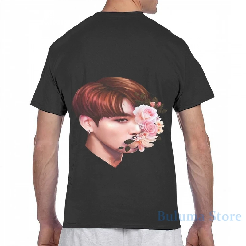 Мужская и женская футболка Jungkook с цветочным принтом модная для девочек топы