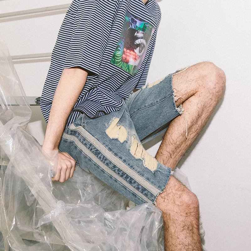 VIISHOW мужские шорты брендовые летние джинсовые 2019 новые модные рваные хлопковые