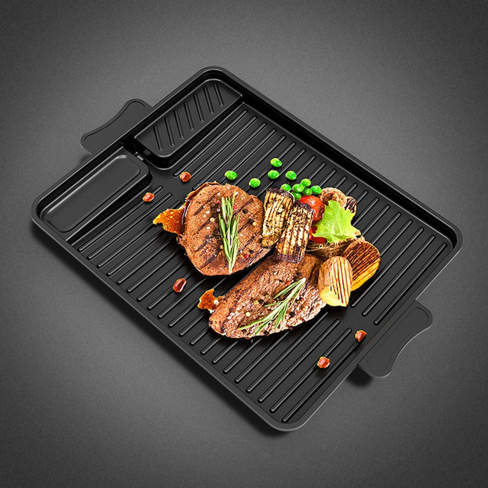 

Rectangle Multifunctional Korean Frying Pan Medical Stone Non-stick Pan Black Barbecue Pan