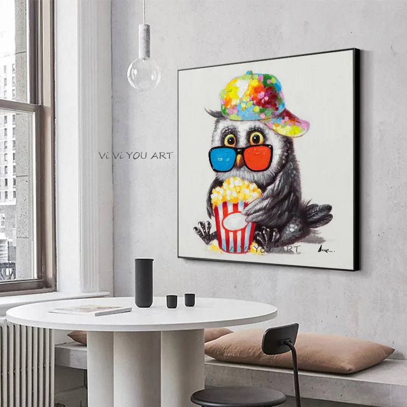 Модная Современная Милая Красочная картина маслом в виде совы абстрактные