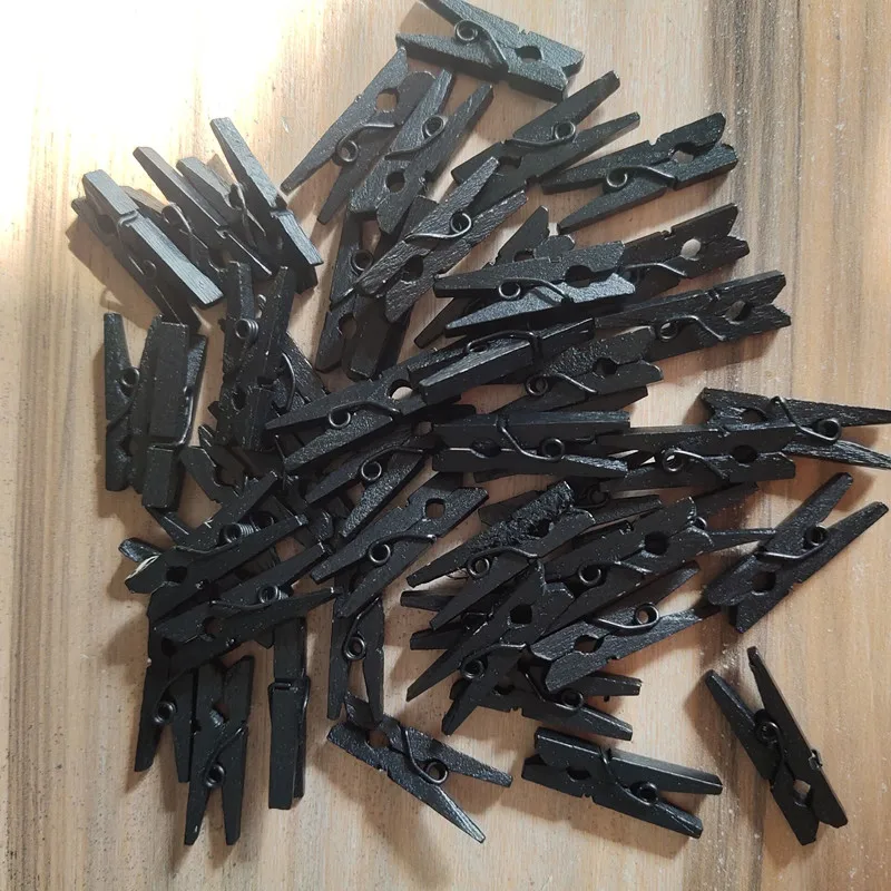 50 шт. Черный Деревянные прищепки зажимы офис декоративные аксессуары для