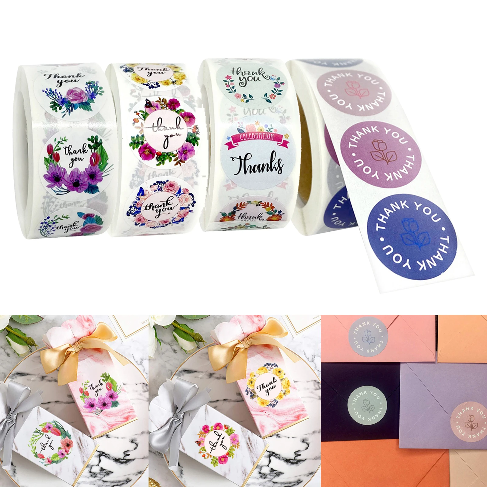 

500x Thank You Food Stickers Kraft Paper Labels 2.5cm Business Birthday