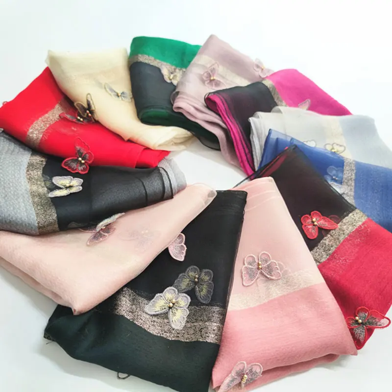 

2020 New Luxury Brand Silk Wool Scarf Women Foulard Butterfly Bandana Poncho Pashmina Shawls And Wraps Bufanda Blanket Scarves